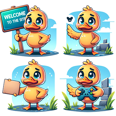 Duck mascot for a video game-related website design duck graphic design mascot