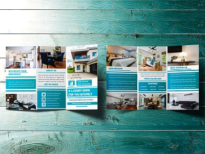 Real estate trifold brochure design advertising brand identity branding brochure brochure template design graphic design home design illustration interior design magazine newsletter poster print print brochure real estate real estate design trifold typography vector