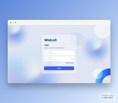 Widook Login Screen Web App Design 3d animation branding graphic design ui