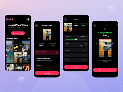 Video Compressing APP UI Design app design 2024 ui design 2024 ui ux design 2024 video app design video compressing app video compressing app design video editing app