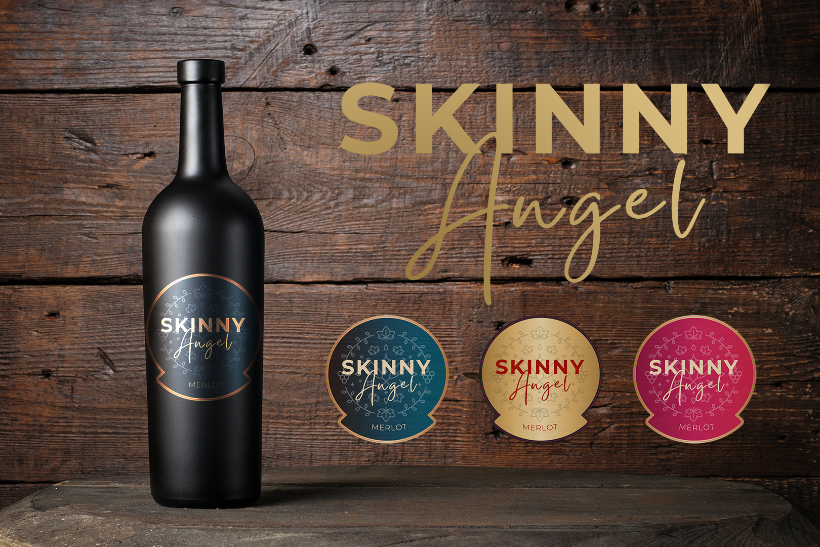 Skinny Angel Wine Labels brand design graphic design labels wine labels