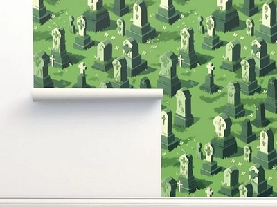 Green Graveyard Seamless Wallpaper design graphic design illustration product design spooky