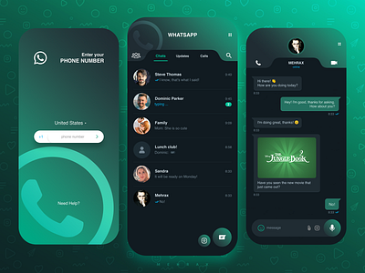 WhatsApp 2.0 Dark Concept - MEHRAX app application dark app dark application dark green dark mode facebook green green app green application instagram mehrax messenger meta social media social media app telegram whats app whatsapp whatsapp 2