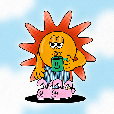 GOOD MORNING cartooncharacter character graphic design illustration logo mascot sun suncharacter vintagestyle