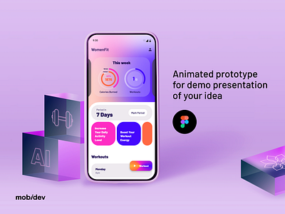 Fitness App (AI) ai demo presentation fitness sport ui ux woman