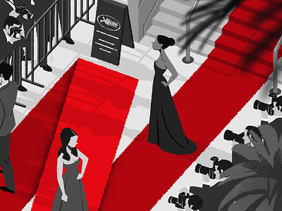 Netflix at Cannes 2d character conceptual digital donghyun lim editorial folioart illustration monochrome red carpet