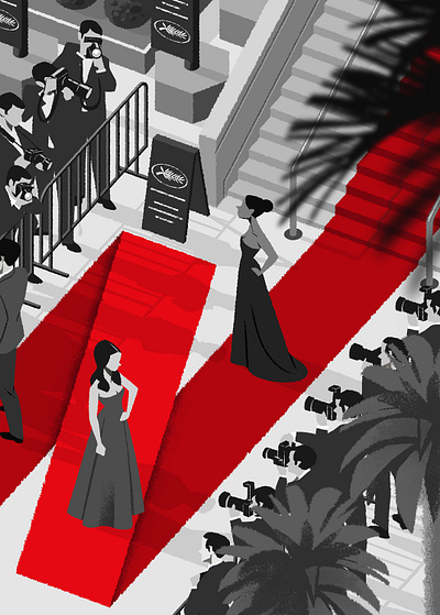 Netflix at Cannes 2d character conceptual digital donghyun lim editorial folioart illustration monochrome red carpet