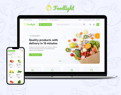 Foodlight store design e commerce figma landing page onlane ui ux web