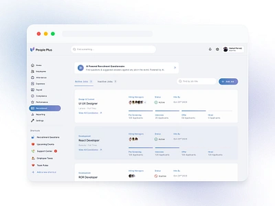 PeoplePlus - Recruitment Screen graphic design hrpayroll logo odusstudio peopleplus recruitment ui ux