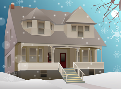 My Grandma's House heritage house house in snow illustration snowy house vector