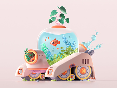 Fish Tank 🐟💥 2d 3d art blender branding colors design graphic graphic design illustration photoshop shape