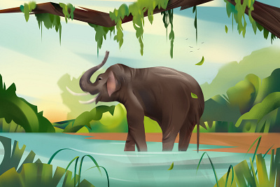 Elephant 2d animation digital flat folioart gradient illustration jia yi liu nature texture wildlife