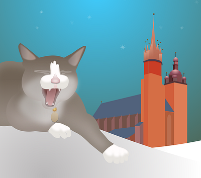 Cat Life in Krakow cat cathedral illustration krakow vector yawn