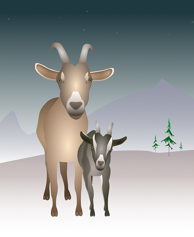 Mountain Goats baby goat goats illustration mama goat mountain goats vector