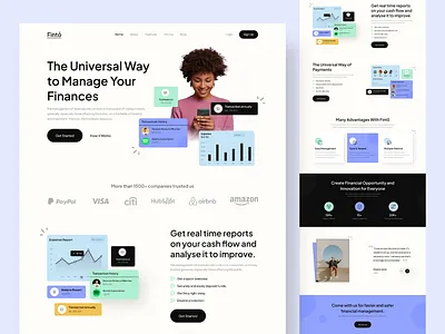 Finto || Finance Landing Page api application balance bank branding business card clean design finance financial invoice landing page minimal payment saving ui ux web app website