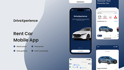 DriveXperience app design rent car app ui ux