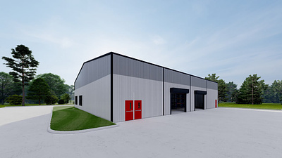Warehouse Exterior Rendering 3d commercial building depot truck loading warehouse