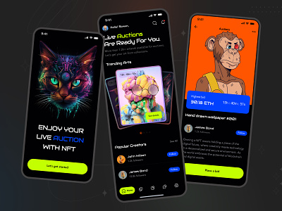 NFT Mobile App android app concept app design crypto crypto currency currency daily ui dark mode design figma ios mobile app concept mobile app ui mobile design nft nft mobile app trendy ui ui ux ui design