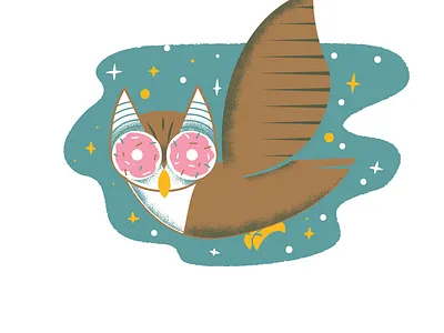 Midnight Snack donut editorial editorial illustration editorial illustrator illustration illustrator james olstein james olstein illustration james olstein.com midnight snack owl texture vector