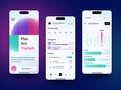 Focus Flow - SaaS Mobile App app app design application design arounda design ios ios app ios app design mobile mobile app mobile interface mobile ui saas saas app saas design ui uiux ux