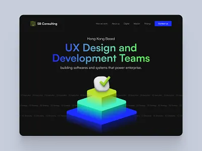Landing Page Concept Design for a UX Design and Development Team dark design team ui webpage