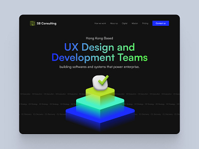 Landing Page Concept Design for a UX Design and Development Team dark design team ui webpage