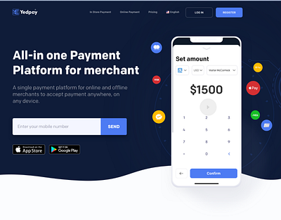 Yedpay - Payment Platform website adobe all in one payment behance design dribble figma graphic design landing landing page payment landing page payment transaction ui ui design user interface ux website website design