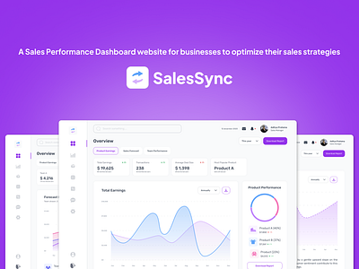 Sales Performance Dashboard Website "SalesSync" branding bussiness dashboard earnings figma graphic design logo performance product sales sales dashboard ui ui design website