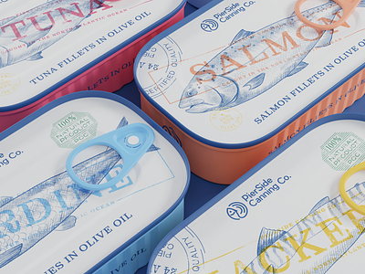 Tinned Fish Packaging 3d brand identity branding business illustration can design design design studio digital art digital illustration fish food food branding graphic design illustration illustrator marketing illustration packaging packaging design tin design tinned fish