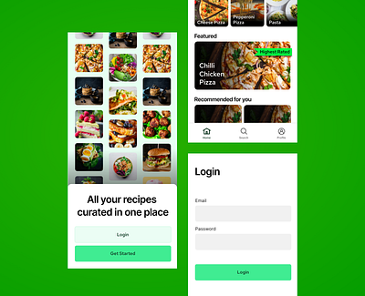 Recipe App - Onboaring and Home Screen dailyui design recipe app ui uiux