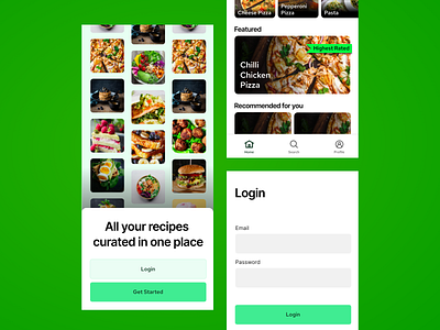 Recipe App - Onboaring and Home Screen dailyui design recipe app ui uiux