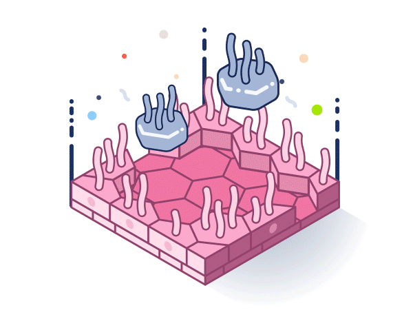 Destruction of mucin. Web Lottie Json animation. animated infographic animated infographics animation cell data visualization destruction explainer eye illustration infographic information design isometric json lottie medical medicine microscope mucin vector web