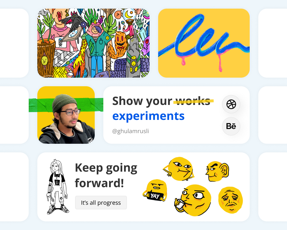 Trying Bento Grid artsy bento bento grid doodle emoji graphic illustration layout malaysian ui