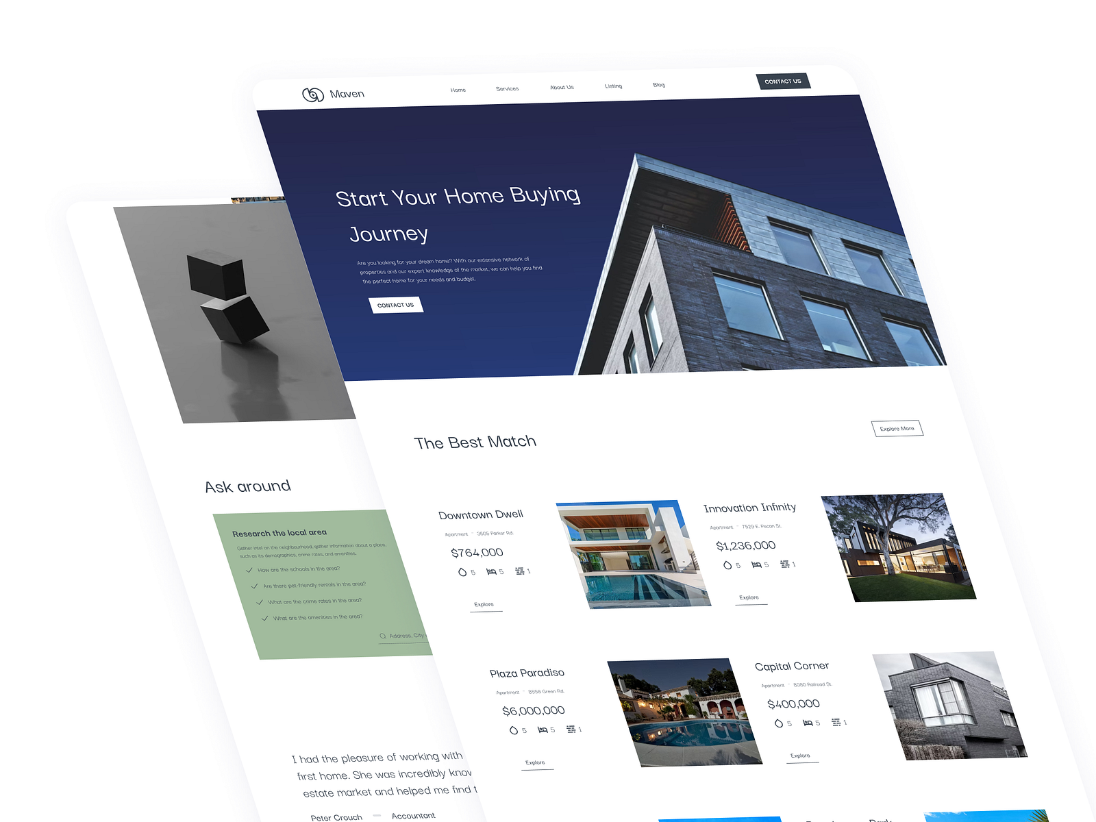 Maven Real Estate Landing Page by Alwis on Dribbble