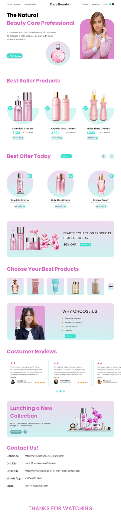 face beauty products figma landing page ui user interface ux ux design wwebsite