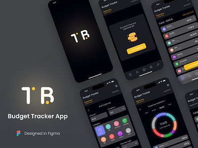 Budget Tracker iOS App UX Design app design budget app budget tracker app dark ui design figma ios app design ui uiux user research ux ux design