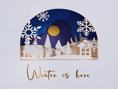 Winter card 3d 3dmodel card cinema4d paper cut papercut white winter