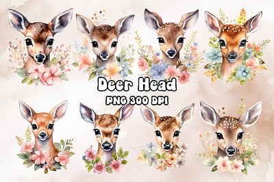 Majestic Deer Head Watercolor bitmap christmas craft deer head design freebies graphic png printable printing transparent watercolor