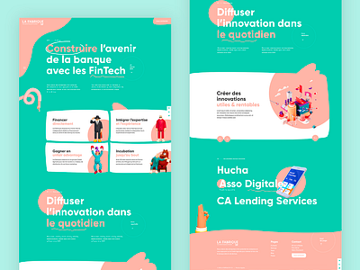 La Fabrique by Crédit Agricole 3d character bank blob case study fintech fluid interaction interface landing page liquid liquid animation liquid effect liquid website loader nft pop colors project page startup ui ui design