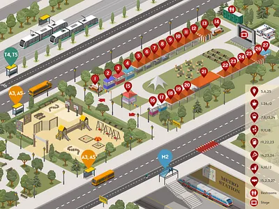 Park Festival map isometric map template