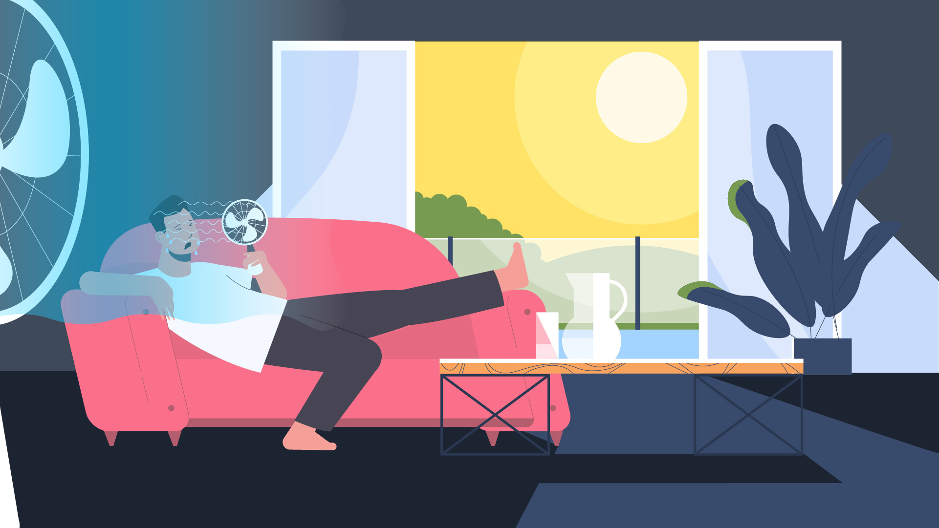 air conditioning issue after effects air conditioning animation broken cooling home service hot motion graphics van