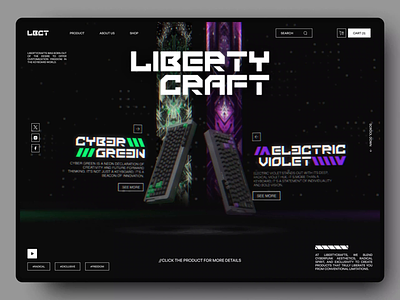 LibertyCraft Interactive Header 3d 3d interactive branding design graphic design interactive keyboard keyboard website product website website