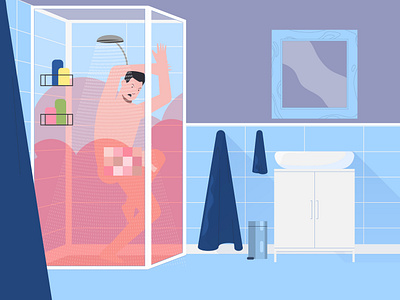 hot shower 2danimation adobe illustrator after effects animation home service motion graphics naked shower toilet