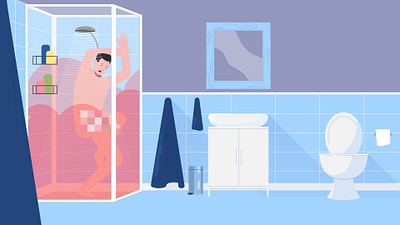 hot shower 2danimation adobe illustrator after effects animation home service motion graphics naked shower toilet