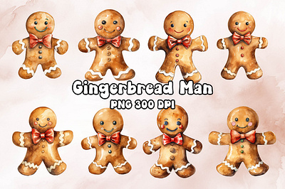 Whimsical Gingerbread Man Watercolor bitmap christmas craft design freebies gingerbread man graphic png printable printing transparent watercolor