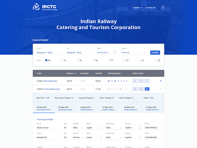 IRCTC Book Ticket - Redesign Concept blue website booking ebooking irctc concept journey ticket booking train booking train ticket travel ui ui ux ui design ux web website