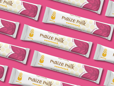 Maize milk sachet graphic design packaging pink vector