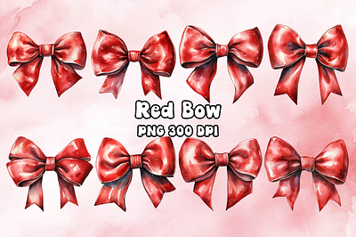 Red Bow Watercolor bitmap bow christmas craft design freebies graphic png printable printing red transparent watercolor
