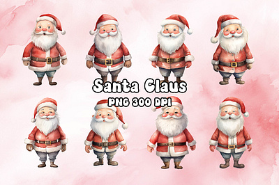 Jolly Santa Claus Watercolor bitmap christmas claus craft design freebies graphic png printable printing santa transparent watercolor