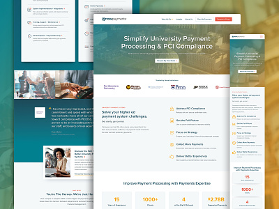 Arrow Payments - Website Redesign blue campus clean design education gradient homepage icons payment photography responsive school simple sophisticated texture ui university ux website yellow